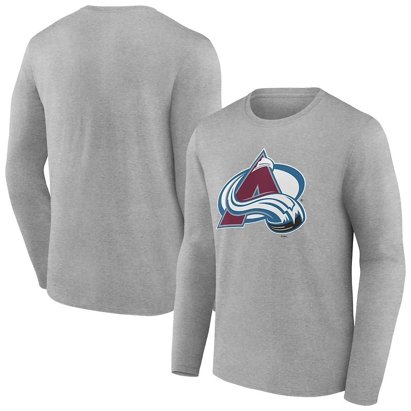 Women's  Gray Colorado Avalanche Primary Logo Long Sleeve V-Neck T-Shirt