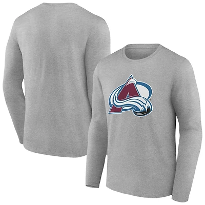 Women's  Gray Colorado Avalanche Primary Logo Long Sleeve V-Neck T-Shirt