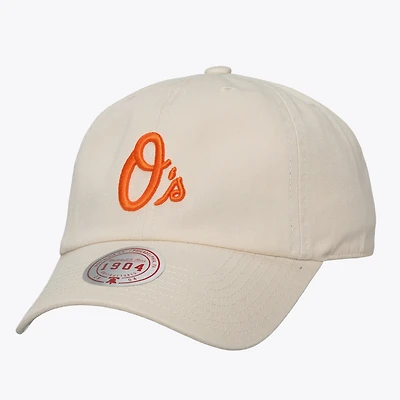 Unisex Mitchell & Ness Cream Baltimore Orioles Off-Season 1904 Strapback Adjustable Hat