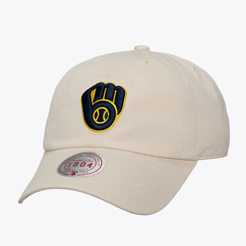 Unisex Mitchell & Ness Cream Milwaukee Brewers Off-Season 1904 Strapback Adjustable Hat