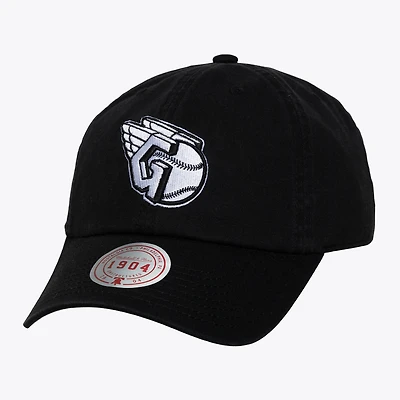 Unisex Mitchell & Ness Black & White Cleveland Guardians 1904 Strapback Adjustable Hat