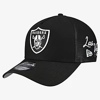 Men's New Era Black Las Vegas Raiders City Script 9FORTY A-Frame Adjustable Hat