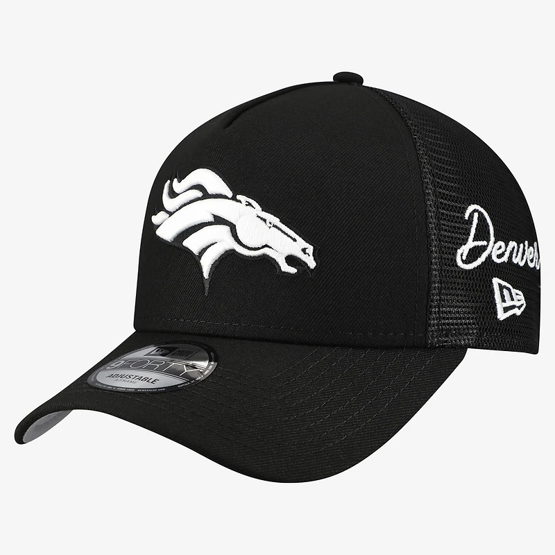 Men's New Era Black Denver Broncos City Script 9FORTY A-Frame Adjustable Hat