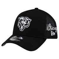 Men's New Era Black Chicago Bears City Script 9FORTY A-Frame Adjustable Hat