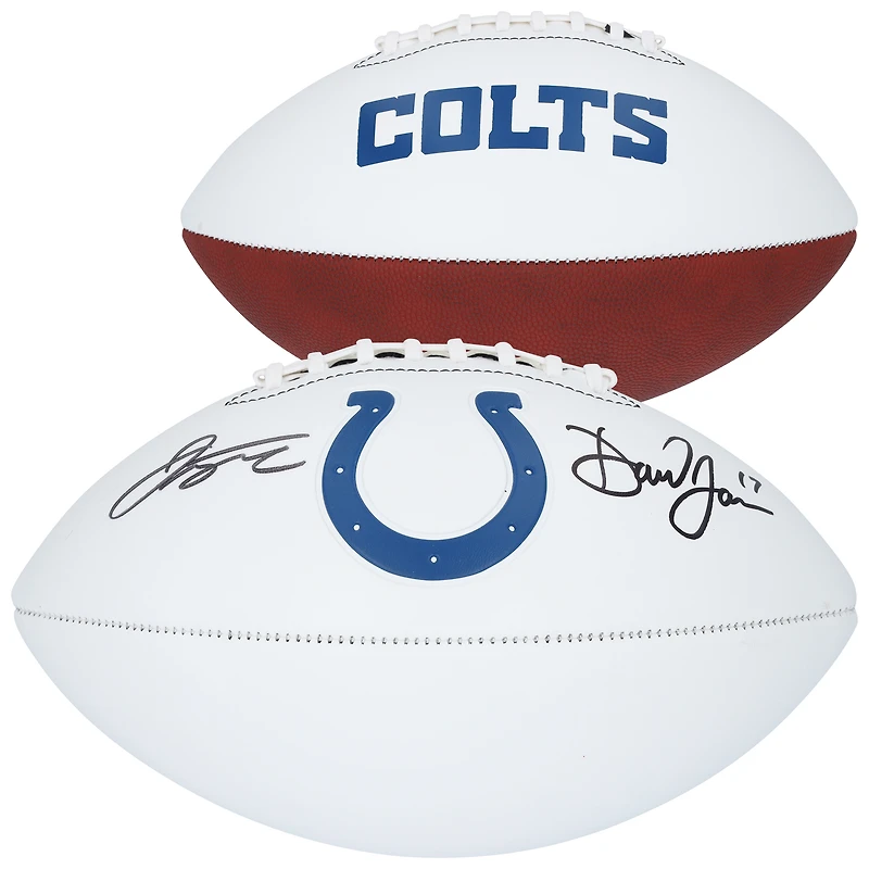 Jonathan Taylor & Daniel Jones Indianapolis Colts Autographed Franklin White Panel Football