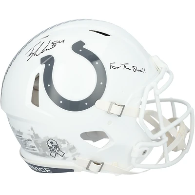 Tyler Warren Indianapolis Colts Autographed Riddell 2024 Salute To Service Speed Authentic Helmet with "For The Shoe!!" Inscription