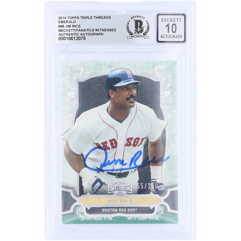 Jim Rice Boston Red Sox Autographed 2014 Topps Triple Threads Emerald #88 #/250 Beckett Fanatics Witnessed Authenticated 10 Card