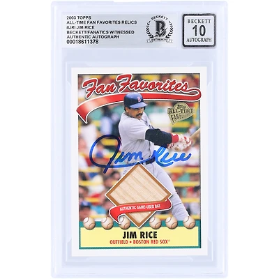 Jim Rice Boston Red Sox Autographed 2003 Topps Fan Favorites GU Relic #FFR-JRI Beckett Fanatics Witnessed Authenticated 10 Card