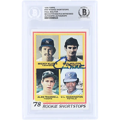Paul Molitor Milwaukee Brewers Autographed 1978 Topps '78 Rookie Shortstops #707 Beckett Fanatics Witnessed Authenticated Rookie Card