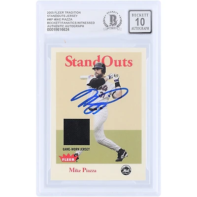 Mike Piazza New York Mets Autographed 2005 Fleer Tradition Stand Outs GU Relic #SO-MP Beckett Fanatics Witnessed Authenticated 10 Card