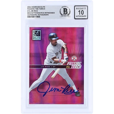 Jim Rice Boston Red Sox Autographed 2004 Donruss Elite Passing the Torch GU Relic Red #PT-15 #/ Beckett Fanatics Witnessed Authenticated 10 Card