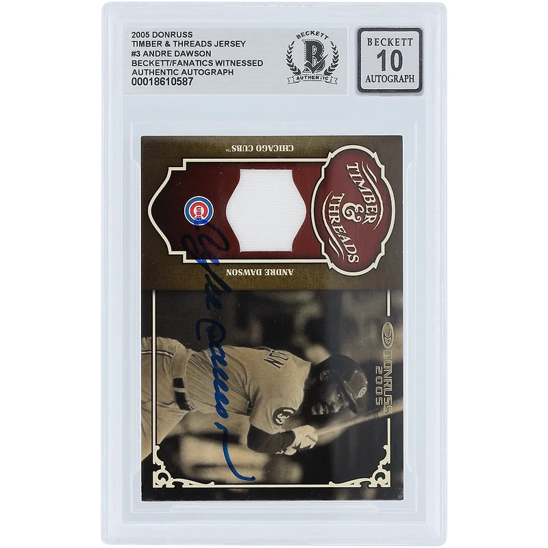 Andre Dawson Chicago Cubs Autographed 2005 Donruss Timber & Threads GU Relic #TT-3 Beckett Fanatics Witnessed Authenticated 10 Card
