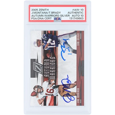 Joe Montana & Tom Brady Autographed 2005 Donruss Zenith Autumn Warriors #AW-10 PSA Authenticated Auto 10 Card