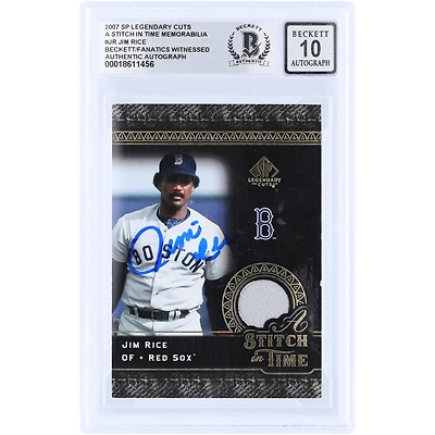 Jim Rice Boston Red Sox Autographed 2007 Upper Deck SP Legendary Cuts A Stitch In Time GU Relic #ST-JR Beckett Fanatics Witnessed Authenticated 10 Card