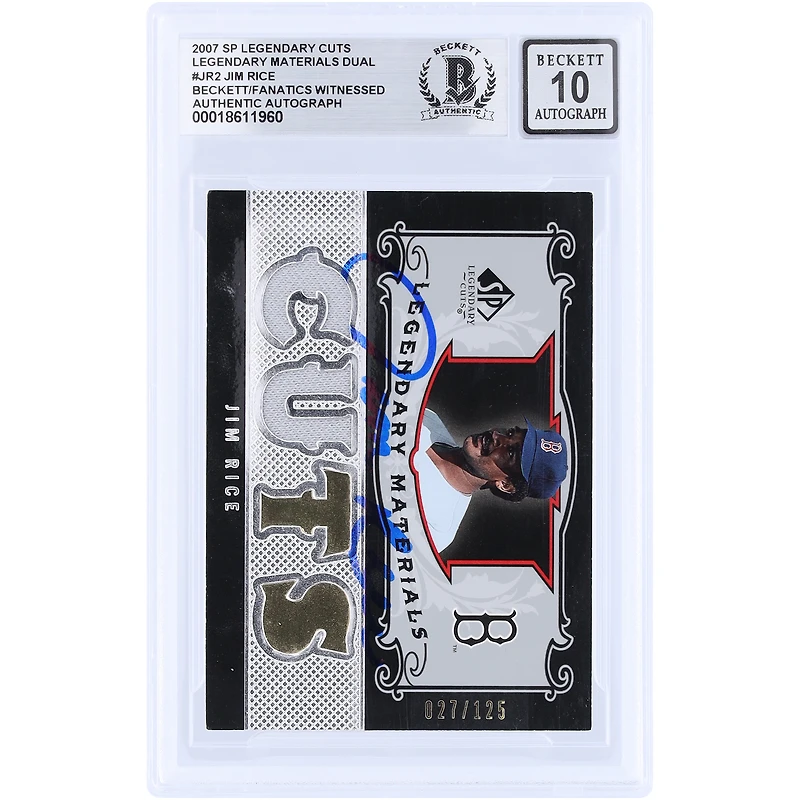 Jim Rice Boston Red Sox Autographed 2007 Upper Deck SP Legendary Cuts Legendary Materials Cuts Relic #LM-JR2 #/125 Beckett Fanatics Witnessed Authenticated 10 Card