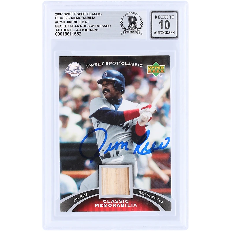 Jim Rice Boston Red Sox Autographed 2007 Upper Deck Sweet Spot Classic Memorabilia GU Relic #CM-JI Beckett Fanatics Witnessed Authenticated 10 Card