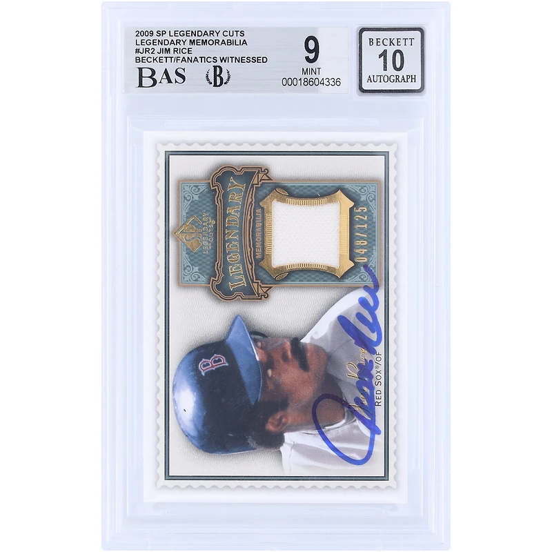 Jim Rice Boston Red Sox Autographed 2009 Upper Deck SP Legendary Cuts Legendary Memorabilia GU Relic #LM-JR2 #/125 Beckett Fanatics Witnessed Authenticated 9/10 Card
