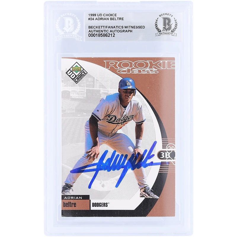 Adrian Beltre Los Angeles Dodgers Autographed 1999 Upper Deck Choice Rookie Class #24 Beckett Fanatics Witnessed Authenticated Rookie Card