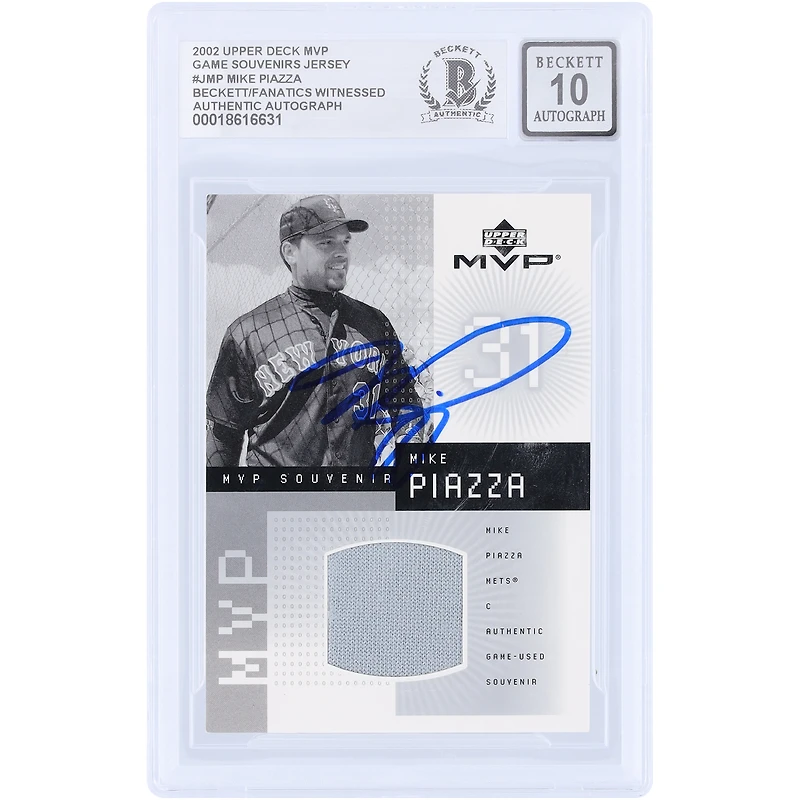 Mike Piazza New York Mets Autographed 2002 Upper Deck MVP GU Relic #J-MP Beckett Fanatics Witnessed Authenticated 10 Card