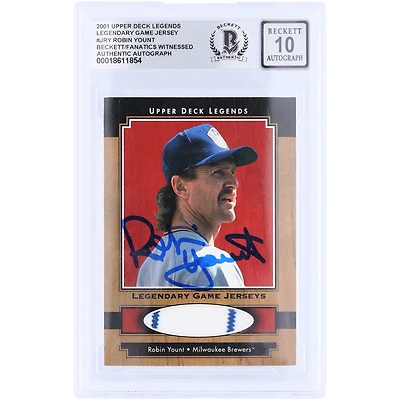 Robin Yount Milwaukee Brewers Autographed 2001 Upper Deck Legends Legendary GU Dual-Color Relic #J-RY Beckett Fanatics Witnessed Authenticated 10 Card