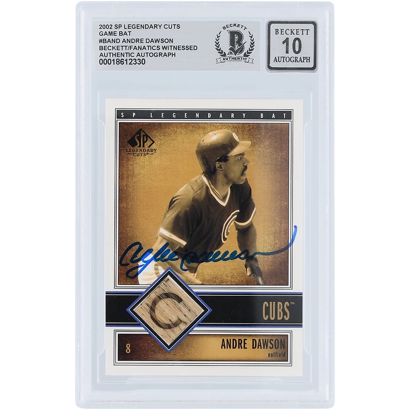 Andre Dawson Chicago Cubs Autographed 2002 Upper Deck SP Legendary Cuts Game Bat Relic #B-AND Beckett Fanatics Witnessed Authenticated 10 Card