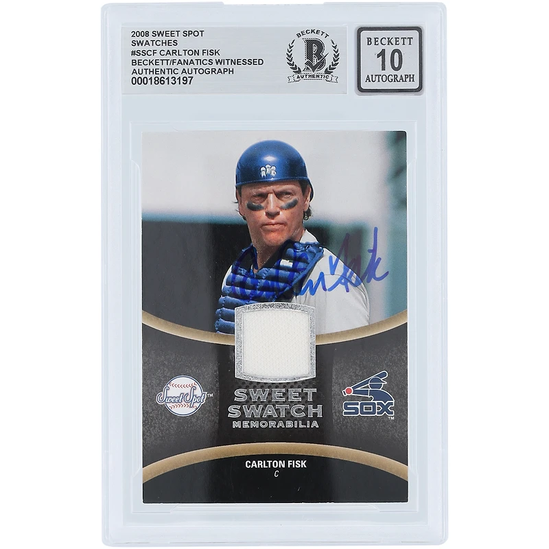 Carlton Fisk Chicago White Sox Autographed 2008 Upper Deck Sweet Spot Sweet Swatch GU Relic #SS-CF Beckett Fanatics Witnessed Authenticated 10 Card
