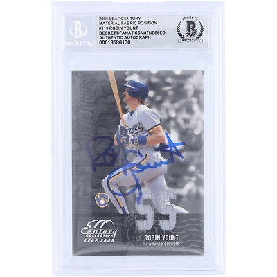 Robin Yount Milwaukee Brewers Autographed 2005 Leaf Century GU Relic #119 #/250 Beckett Fanatics Witnessed Authenticated Card