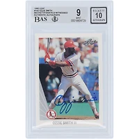 Ozzie Smith St. Louis Cardinals Autographed 1990 Leaf #142 Beckett Fanatics Witnessed Authenticated /10 Card