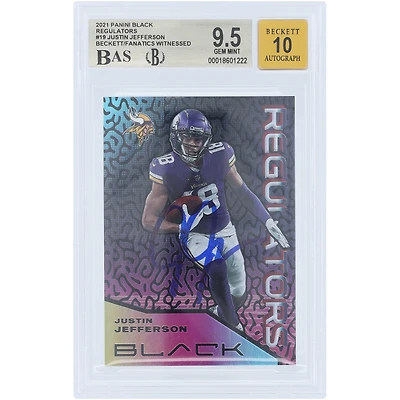 Justin Jefferson Minnesota Vikings Autographed 2021 Panini Black Regulators #REG-17 Beckett Fanatics Witnessed Authenticated 9.5/10 Card