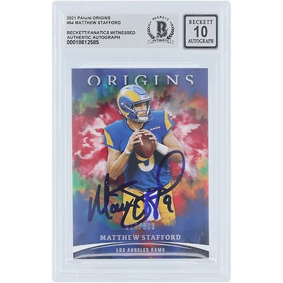 Matthew Stafford Los Angeles Rams Autographed 2021 Panini Origins Red #54 #/299 Beckett Fanatics Witnessed Authenticated 10 Card