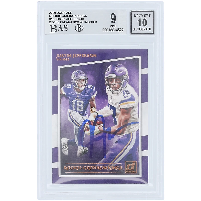 Justin Jefferson Minnesota Vikings Autographed 2020 Panini Donruss Rookie Gridiron Kings #RGK-JUJ Beckett Fanatics Witnessed Authenticated 9/10 Rookie Card