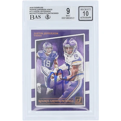 Justin Jefferson Minnesota Vikings Autographed 2020 Panini Donruss Rookie Gridiron Kings #RGK-JUJ Beckett Fanatics Witnessed Authenticated 9/10 Rookie Card