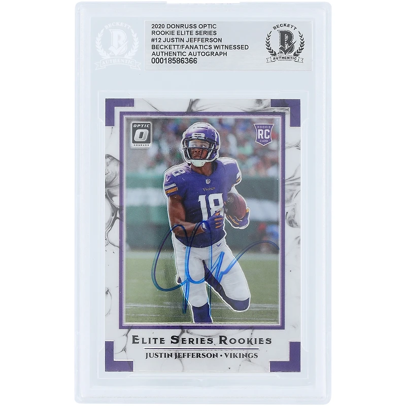 Justin Jefferson Minnesota Vikings Autographed 2020 Panini Donruss Optic #ESR-JUJ Beckett Fanatics Witnessed Authenticated Rookie Card