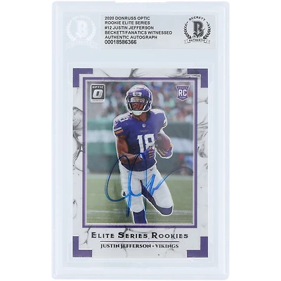 Justin Jefferson Minnesota Vikings Autographed 2020 Panini Donruss Optic #ESR-JUJ Beckett Fanatics Witnessed Authenticated Rookie Card