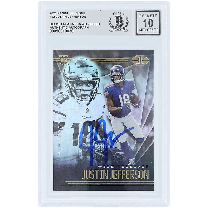 Justin Jefferson Minnesota Vikings Autographed 2020 Panini Illusions #22 Beckett Fanatics Witnessed Authenticated 10 Rookie Card