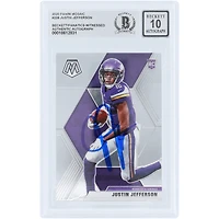 Justin Jefferson Minnesota Vikings Autographed 2020 Panini Mosaic #209 Beckett Fanatics Witnessed Authenticated /10 Rookie Card