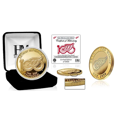 Highland Mint Detroit Red Wings Centennial 39mm Gold Coin
