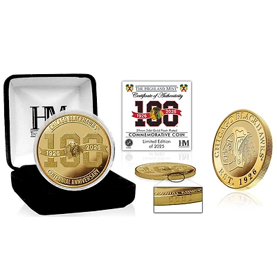 Highland Mint Chicago Blackhawks Centennial 39mm Gold Coin