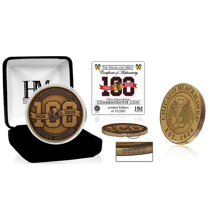 Highland Mint Chicago Blackhawks Centennial 39mm Antique Bronze Coin