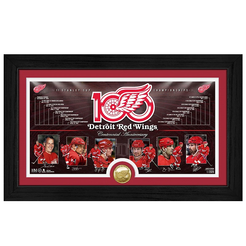Highland Mint Detroit Red Wings 12" x 20" Centennial Bronze Coin Timeline Photo Mint