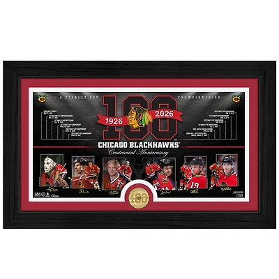 Highland Mint Chicago Blackhawks 12" x 20" Centennial Bronze Coin Timeline Photo Mint
