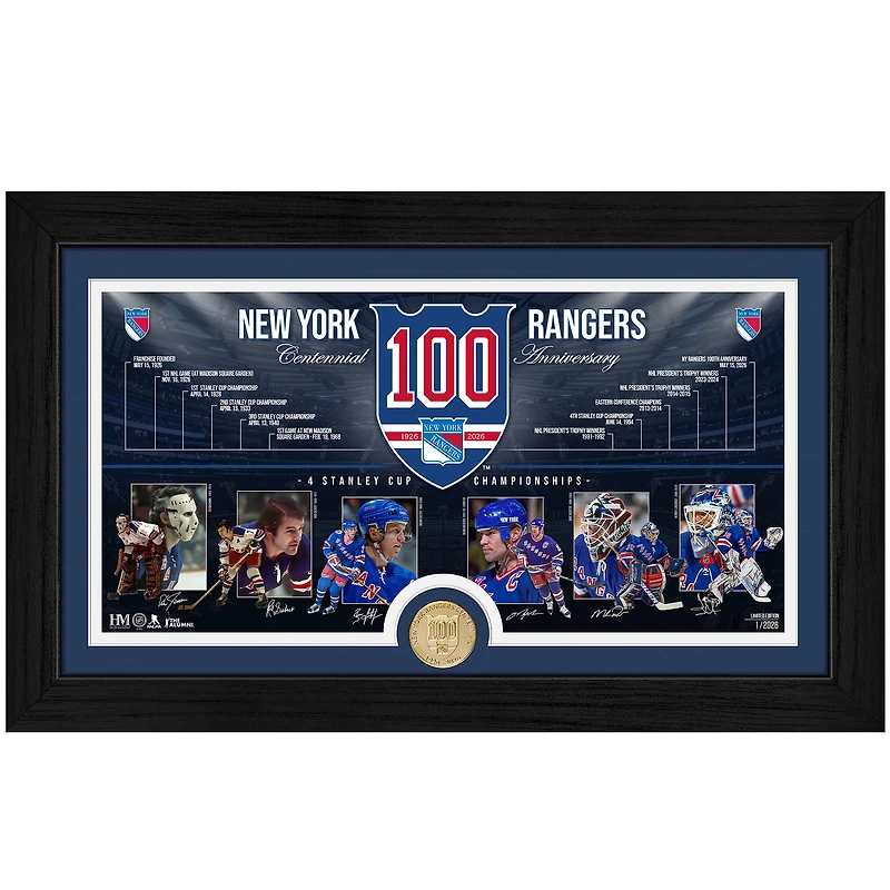 Highland Mint New York Rangers 12" x 20" Centennial Bronze Coin Timeline Photo Mint