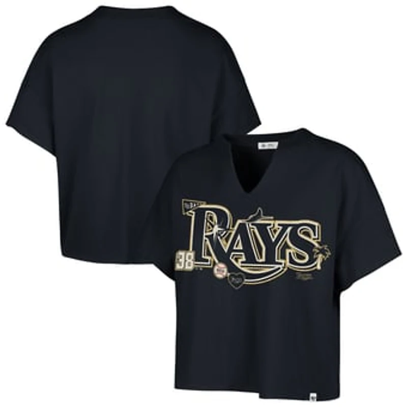 Women's '47 x Stoney Clover Lane Navy Tampa Bay Rays Oversized Notch Neck T-Shirt