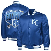 Men's Starter  Royal Kansas City Royals Home Plate Printed Graphic Satin Full-Snap Varsity Jacket