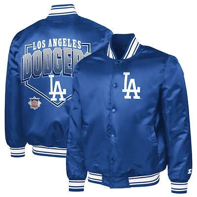 Men's Starter  Royal Los Angeles Dodgers Home Plate Printed Graphic Satin Full-Snap Varsity Jacket