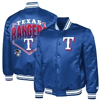 Men's Starter  Royal Texas Rangers Home Plate Printed Graphic Satin Full-Snap Varsity Jacket