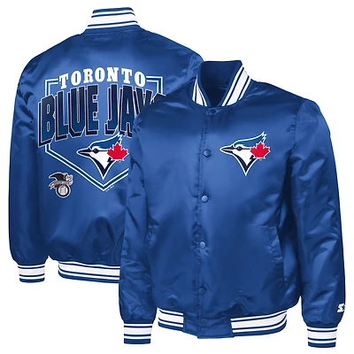 Men's Starter  Royal Toronto Blue Jays Home Plate Printed Graphic Satin Full-Snap Varsity Jacket