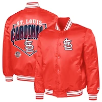Men's Starter  Red St. Louis Cardinals Home Plate Printed Graphic Satin Full-Snap Varsity Jacket