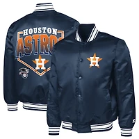 Men's Starter  Navy Houston Astros Home Plate Printed Graphic Satin Full-Snap Varsity Jacket