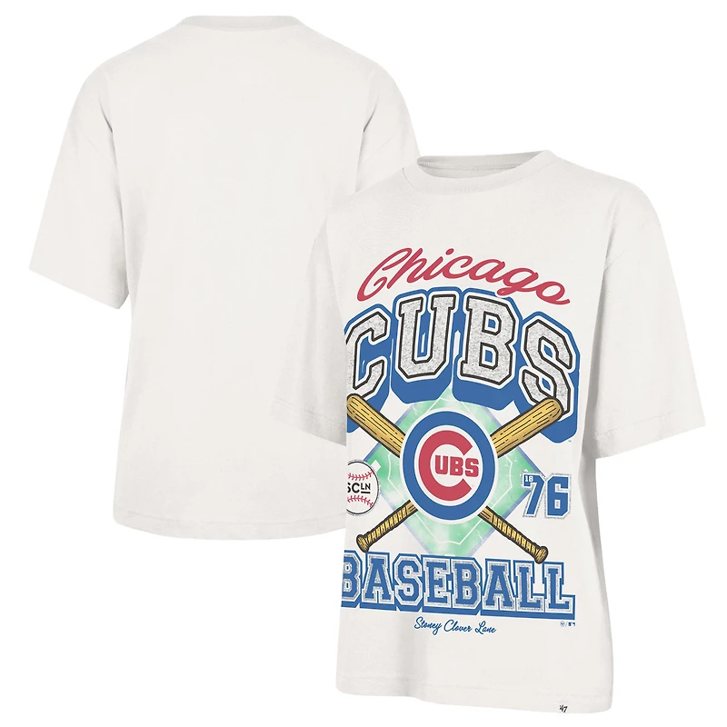 Women's '47 x Stoney Clover Lane Sand Chicago Cubs Crossover Base Foundation T-Shirt
